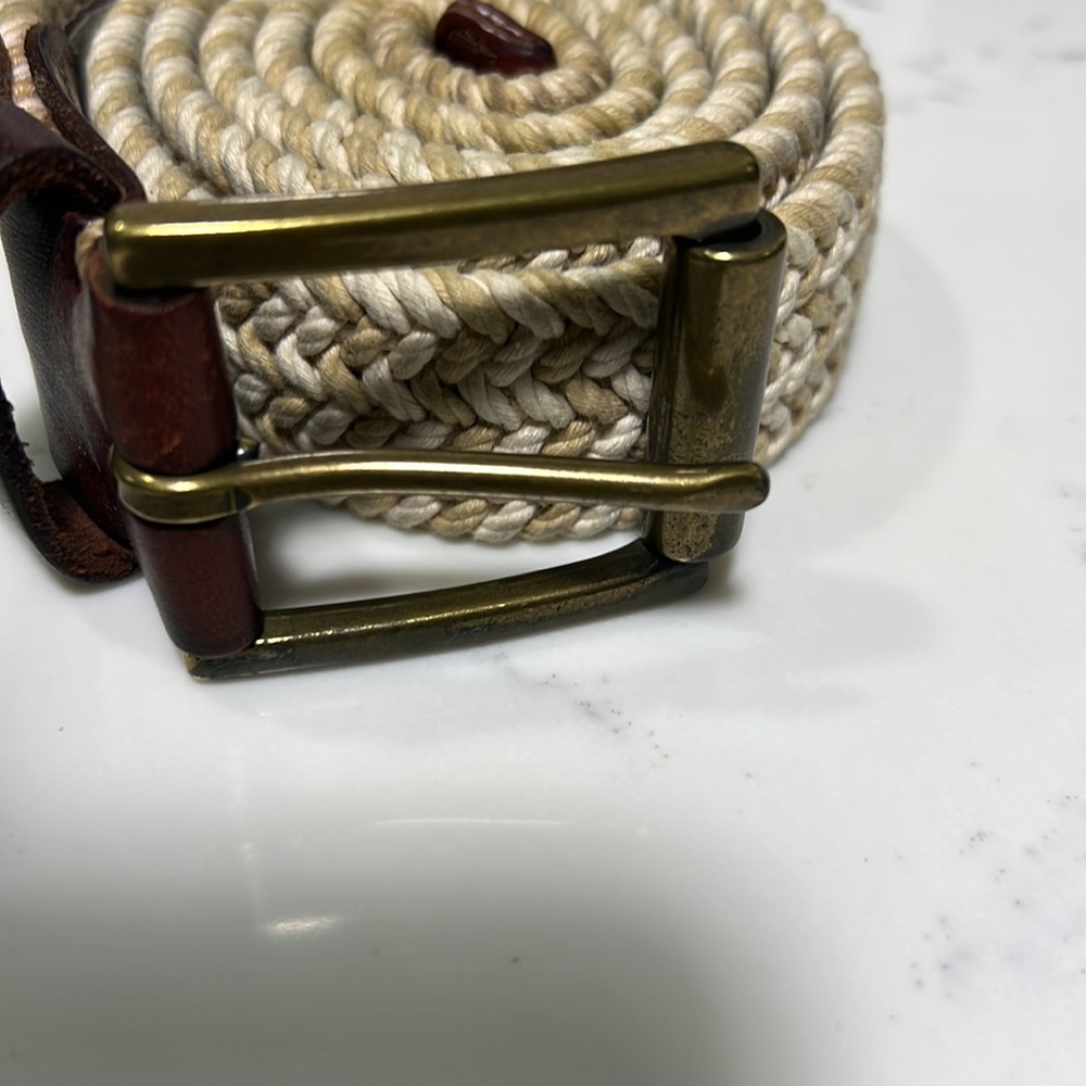 Fossil Woven Cream Belt | Braided Design with Leather Tip & Strap Men’s Size 38 - Picture 5 of 5